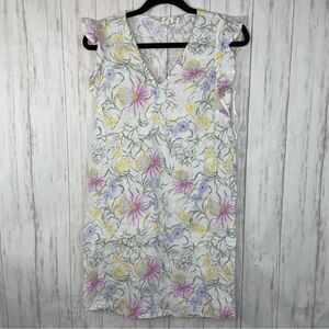 Joie 100% Linen Sleeveless Ditsy Floral Tiered Babydoll Mini Dress Size XS